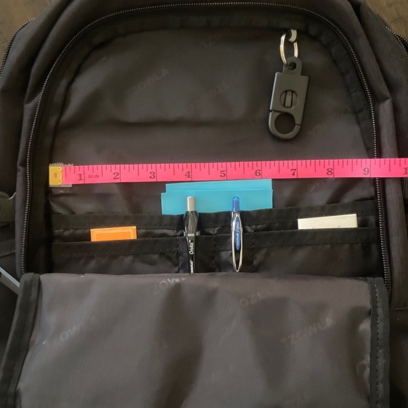 Black Unisex Backpack with combo lock security, USB charging ports, anti-theft main image 13